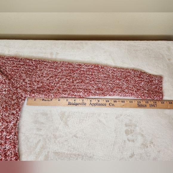 BB Dakota by Steve Madden Open Cardigan Pocket Sweater Salmon/White Size… - Picture 4 of 8